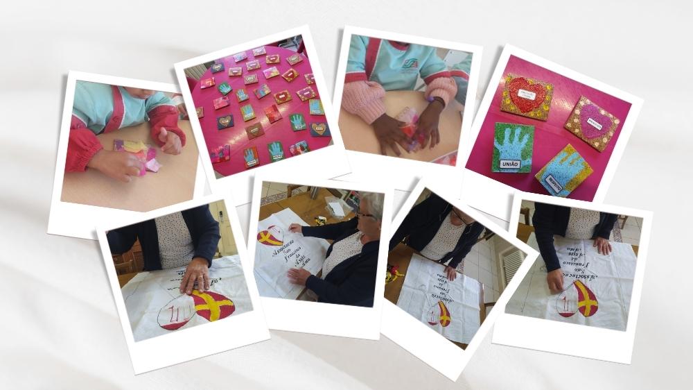 Idosos e crianças dedicam-se a criar peças de arte para o XIV Congresso Nacional do Mutualismo
